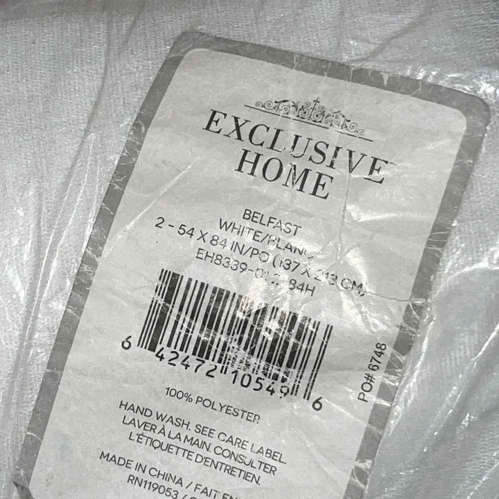 NEW Exclusive Home Belfast Woven Wave Embellished Sheer  White 54x84